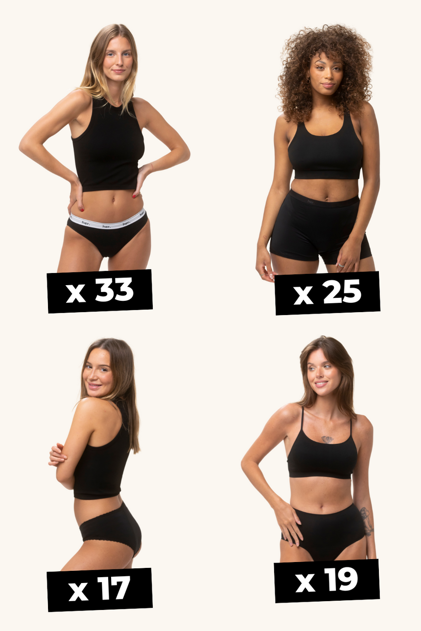 Pack x96 Culottes Menstruelles (Femmes & Ados)