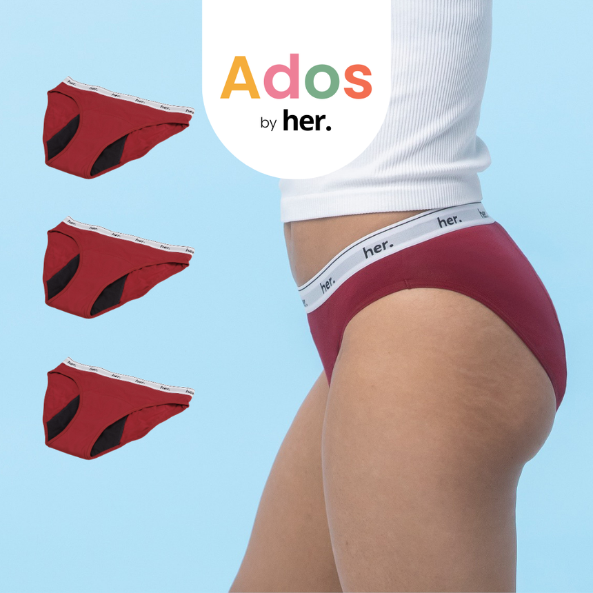 Lot de 3 Culottes menstruelles JOY Ados - BIKING RED