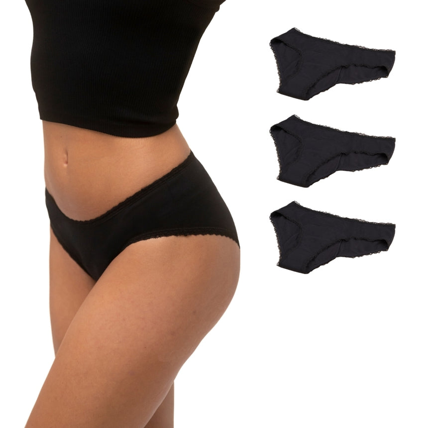 Lot de 3 Shorties menstruel ALMA - BLACK ONYX