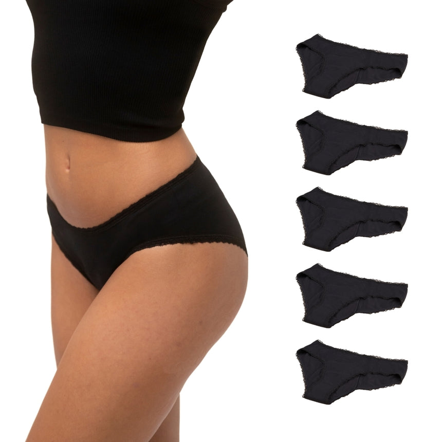 Lot de 5 Shorties menstruel ALMA - BLACK ONYX