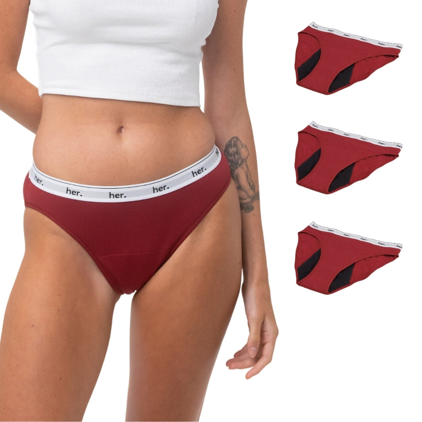 Lot de 3 Culottes menstruelles JOY - BIKING RED