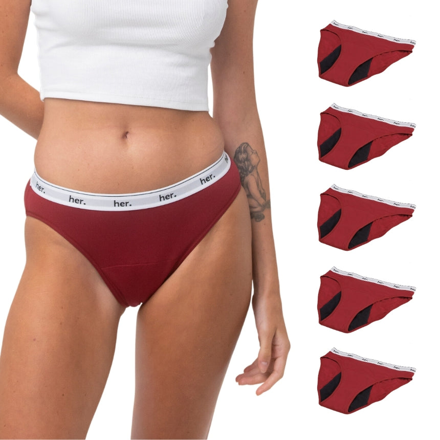 Lot de 5 Culottes menstruelles JOY - BIKING RED