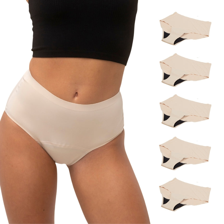 Lot de 5 Culottes menstruelles NORA - NUDE